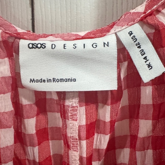 ASOS DESIGN tiered maxi smock dress in red gingham - Picture 7 of 8